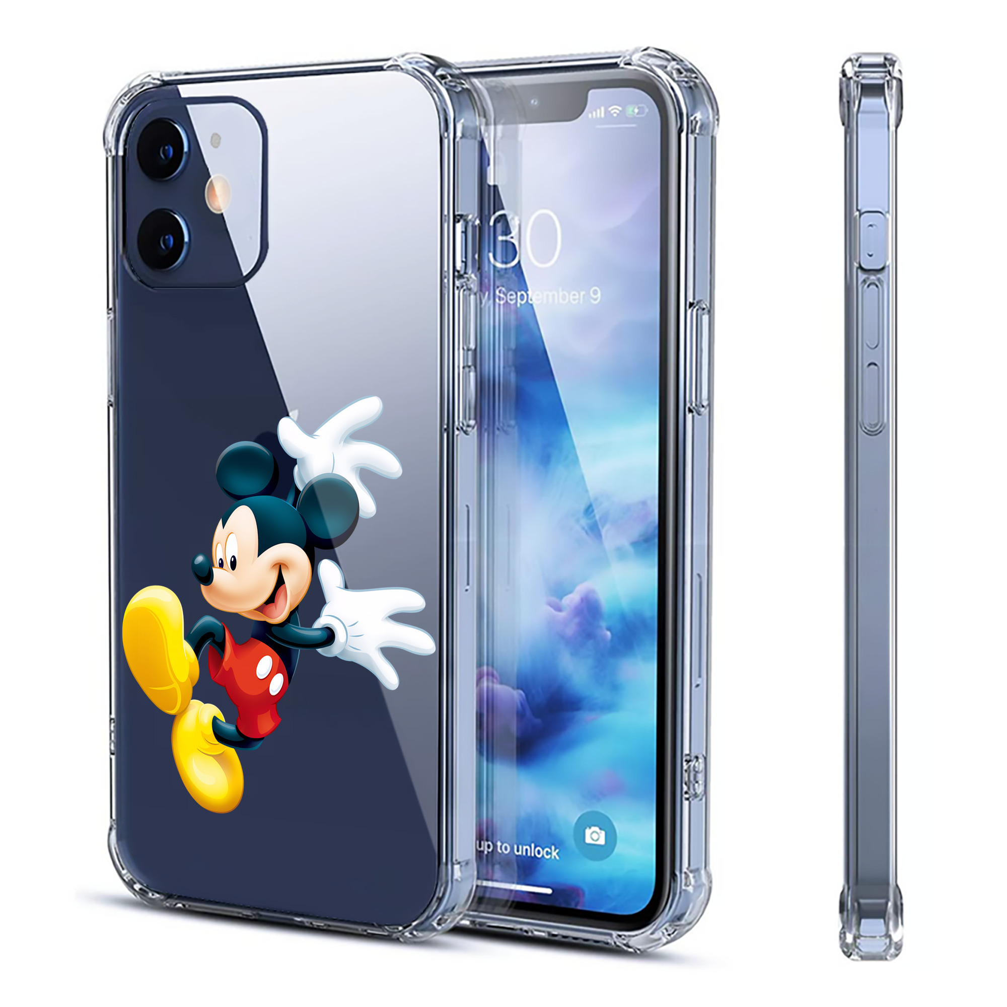 （画像用） ミッキーマウス Mickey Mouse 【iPhone 12シリーズ対応】透明スマホケース（クリアソフトケース）